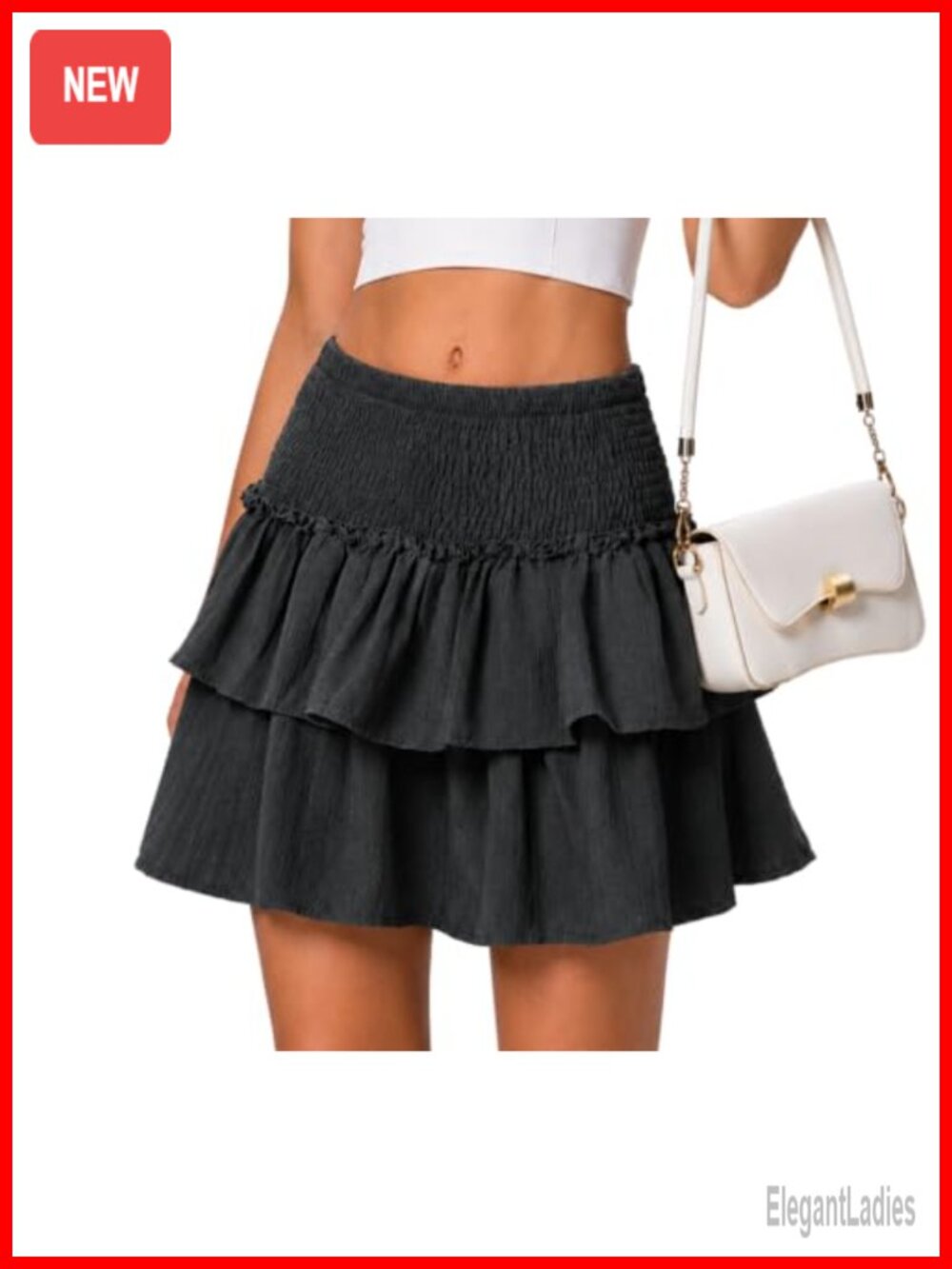 High Waist Flowy Tiered Mini Skirt Boho Pleated Ruffled Casual Vacation
